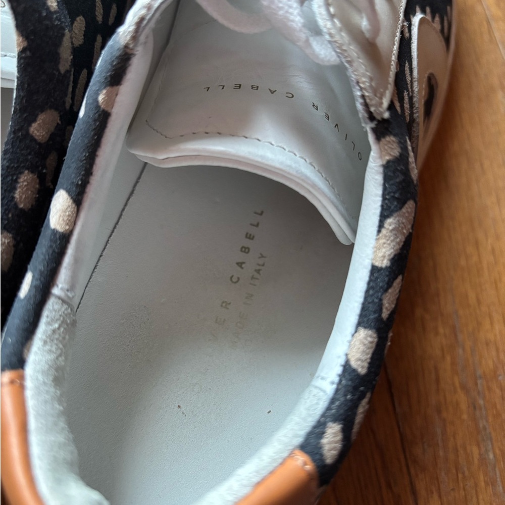 Oliver Cabell women’s low Black and White Sneakers with Brown Accents - Picture 8 of 10